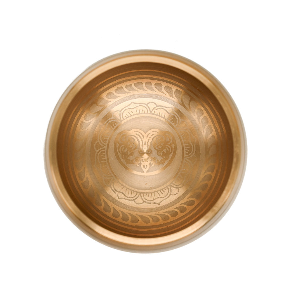 Klangschale mit Gravur 14 cm – goldfarben, Ton H (2)