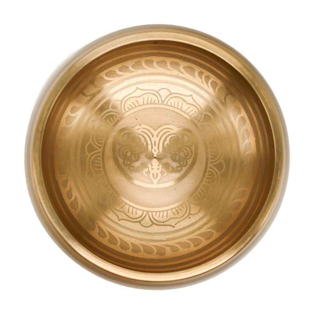 Klangschale mit Gravur 15 cm – goldfarben, Ton H