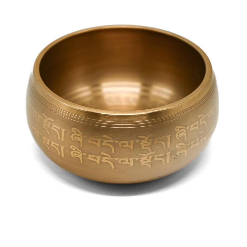 Klangschale mit Gravur 12 cm – goldfarben, Ton D