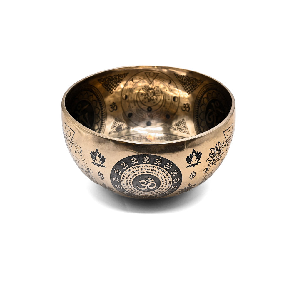 Klangschale Gold mit schwarzer Gravur, Ø 21 cm