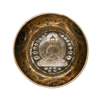Klangschale Gold mit schwarzer Gravur, Ø 21 cm
