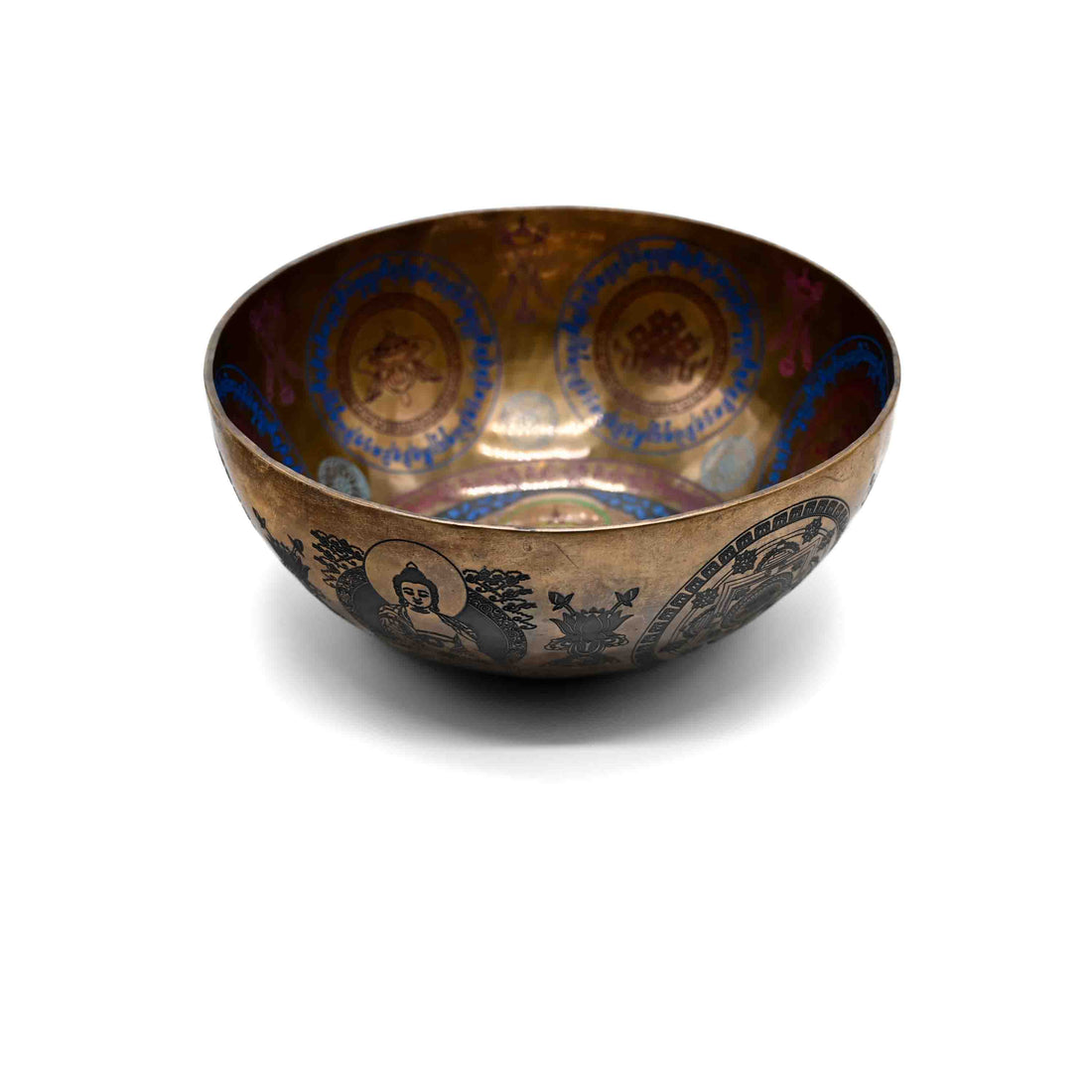 Campana tibetana con incisione colorata di Buddha – 26 cm