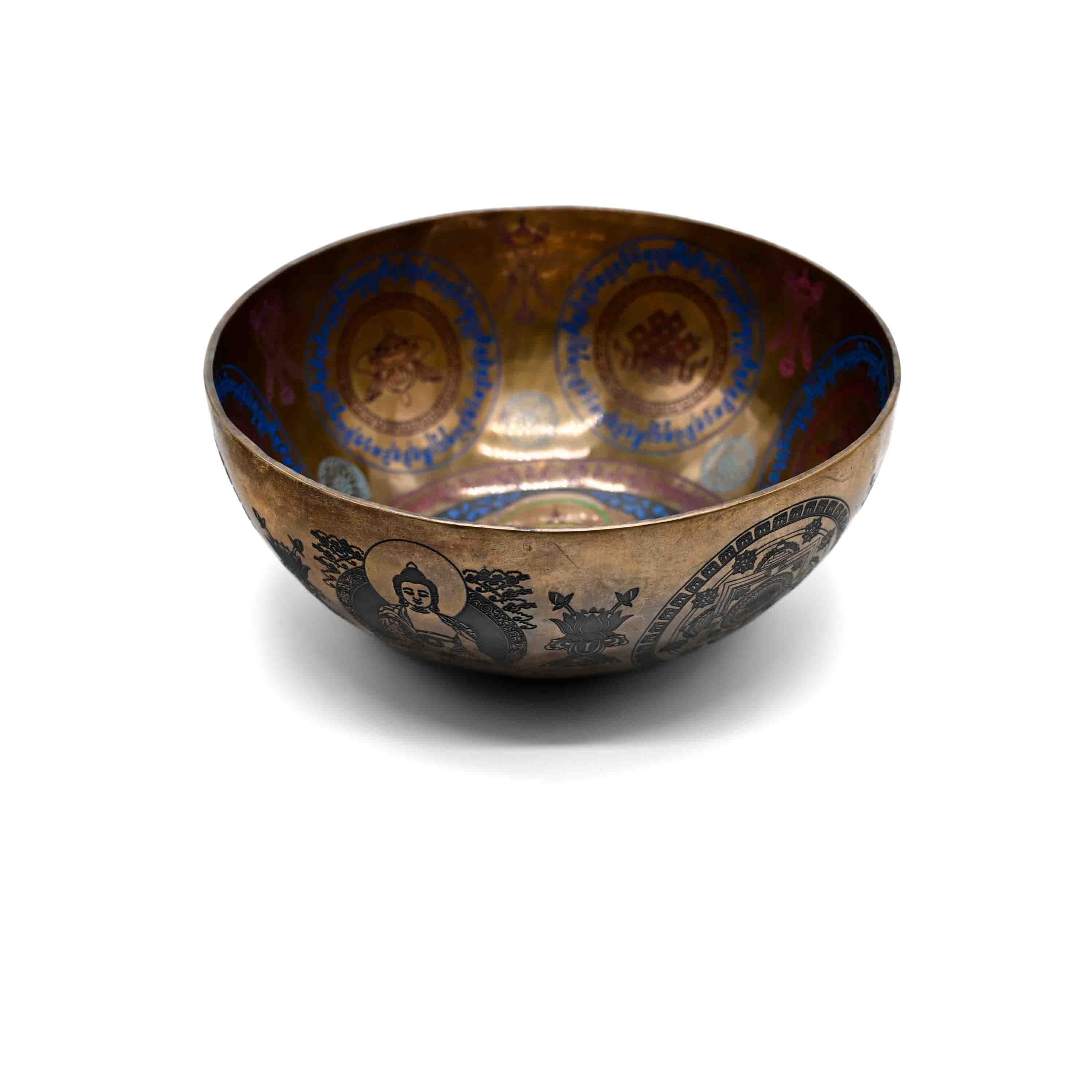 Bol chantant gravure Bouddha colorée – 26 cm