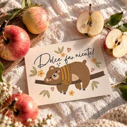 Unikat-Grusskarte aus Apfelpapier – Dolce far niente