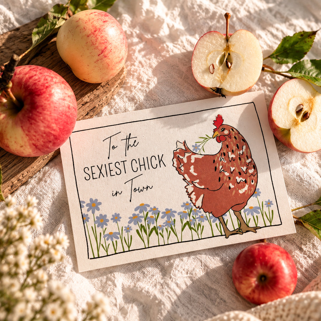 Unikat-Grusskarte aus Apfelpapier – Sexiest Chick in Town