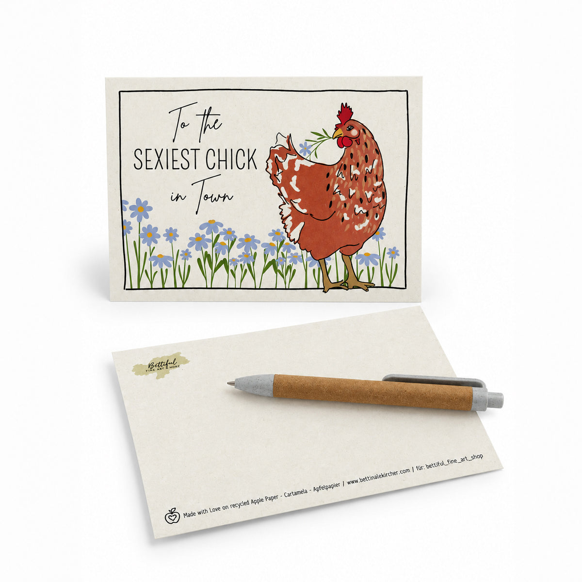Unikat-Grusskarte aus Apfelpapier – Sexiest Chick in Town