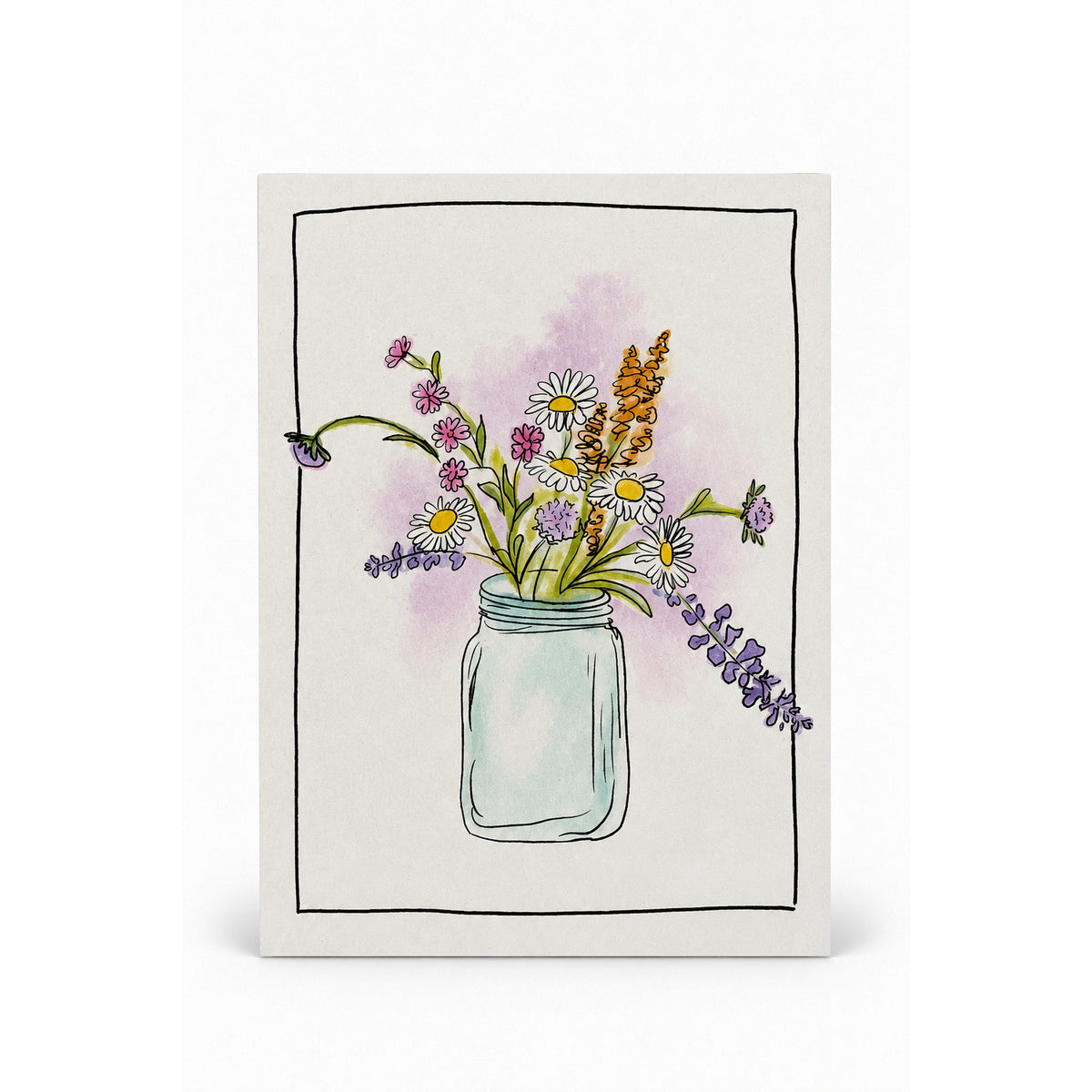 Unikat-Grusskarte aus Apfelpapier – Blumenstrauss im Glas