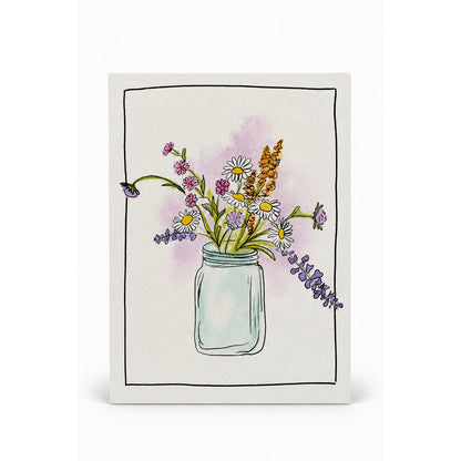 Unikat-Grusskarte aus Apfelpapier – Blumenstrauss im Glas
