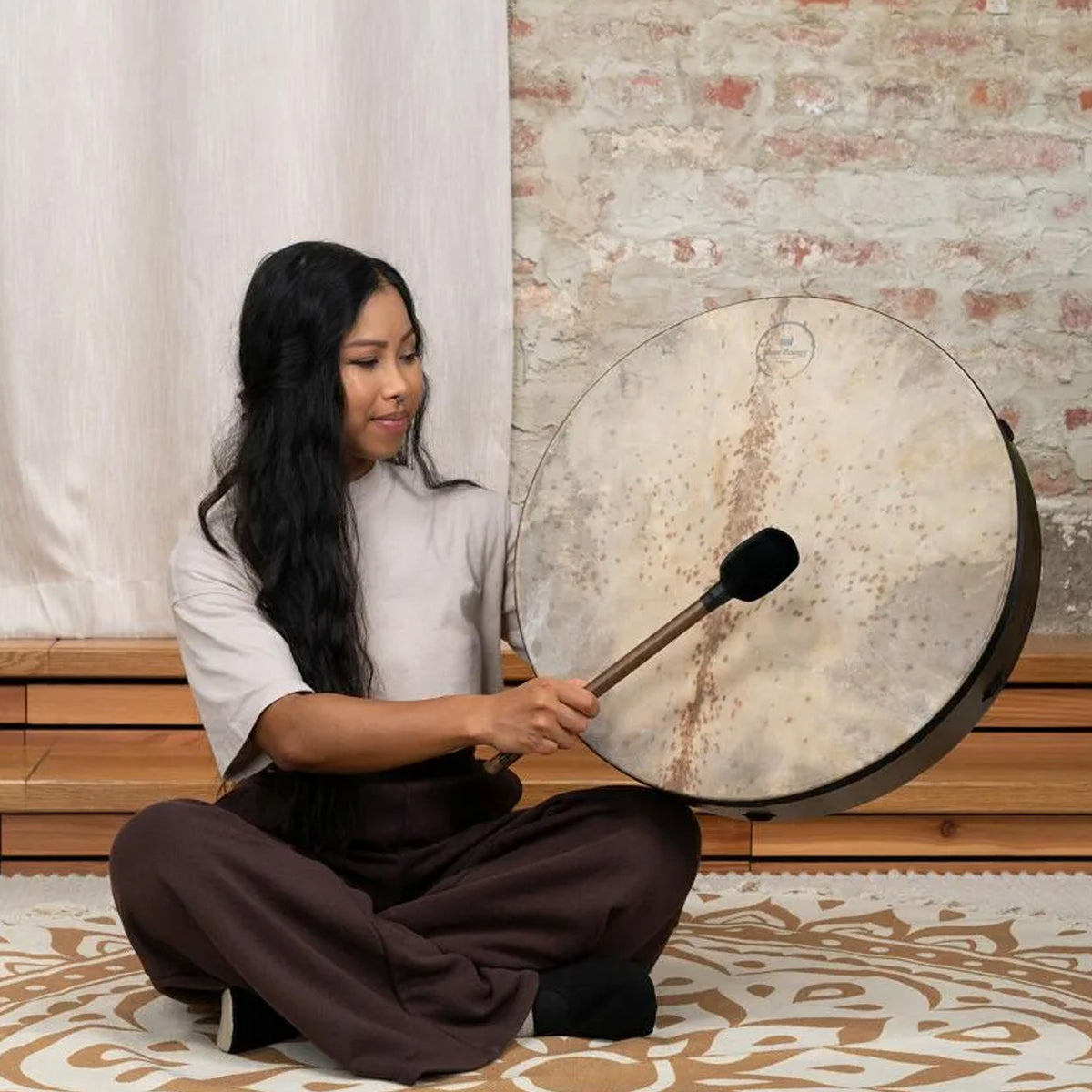 Tambour rituel 51 cm avec peau de chèvre – son profond et chaud