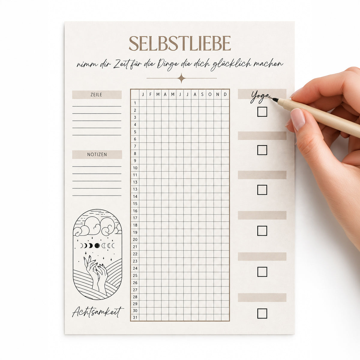 Selbstliebe Jahres Tracker aus Apfelpapier