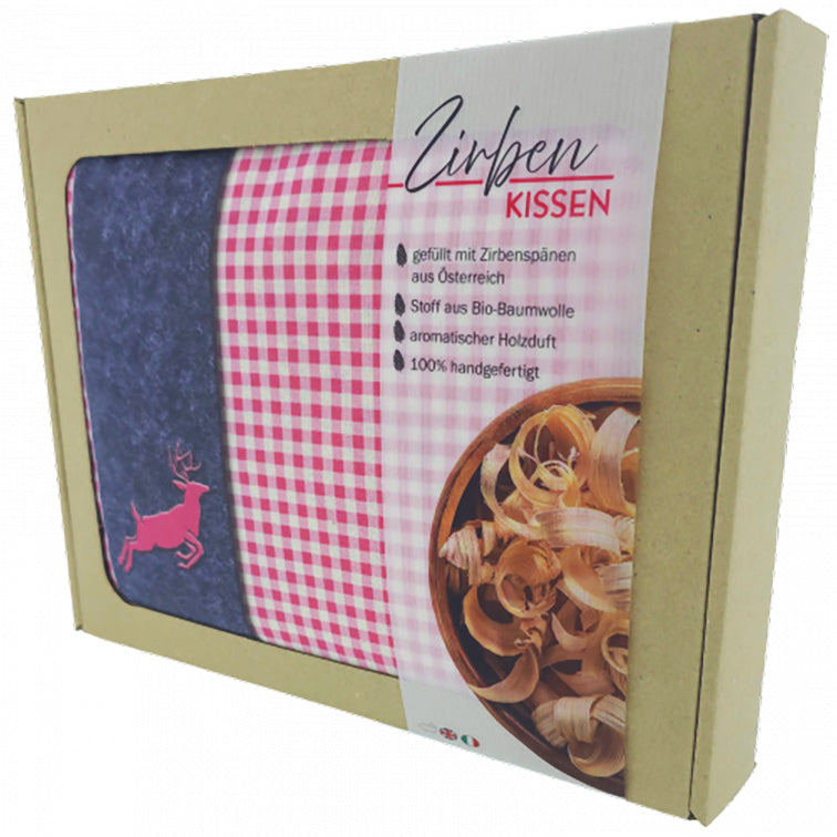 Zirbenkissen in Geschenkbox Pink