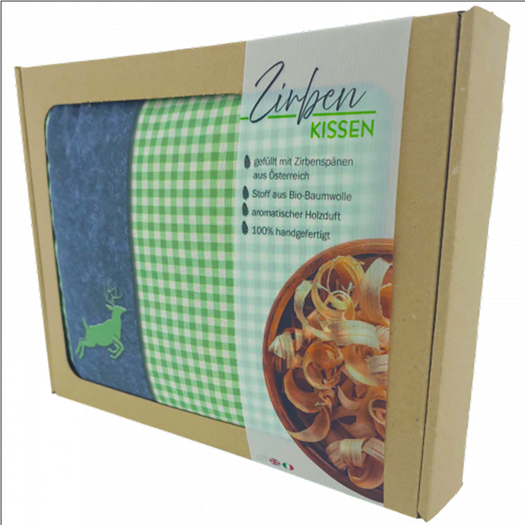 Zirbenkissen in Geschenkbox Grün
