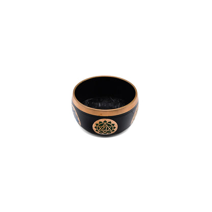 Klangschale mit Chakra-Gravur Ø 8,5 cm – schwarz