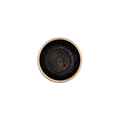 Klangschale mit Chakra-Gravur Ø 10 cm – schwarz