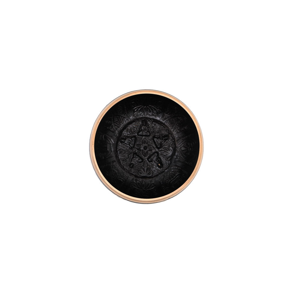 Klangschale mit Chakra-Gravur Ø 10 cm – schwarz