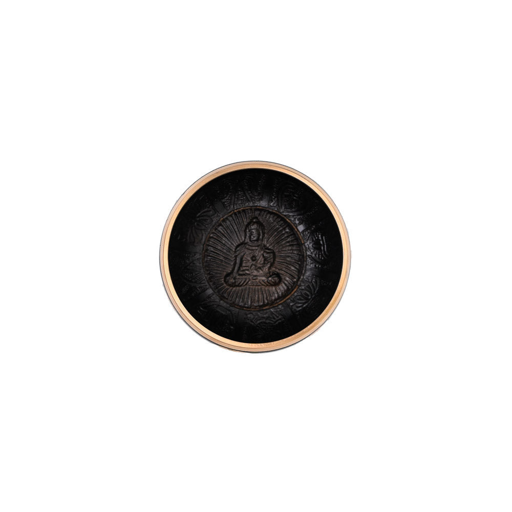 Klangschale mit Chakra-Gravur Ø 10 cm – schwarz