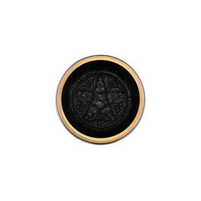 Klangschale mit Chakra-Gravur Ø 12,5 cm – schwarz