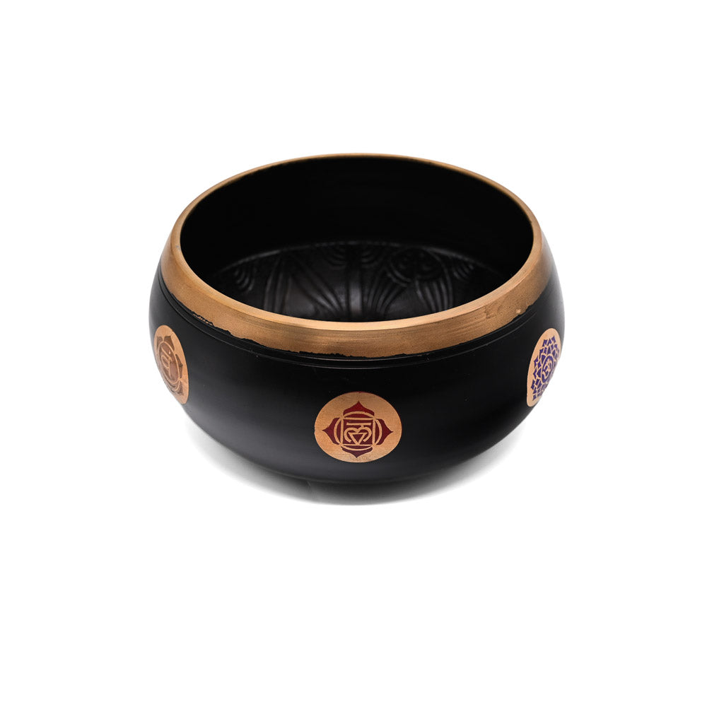 Klangschale mit Chakra-Gravur Ø 19.5 cm – schwarz