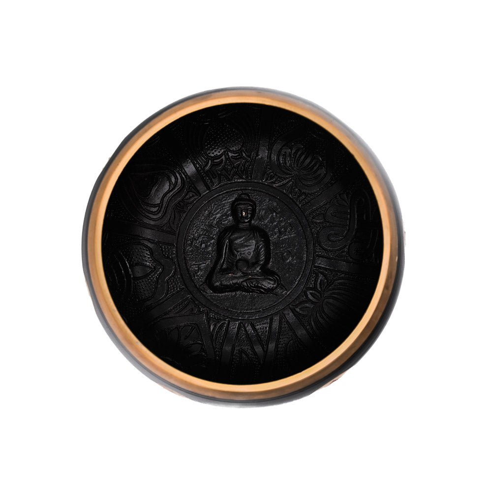 Klangschale mit Chakra-Gravur Ø 19.5 cm – schwarz