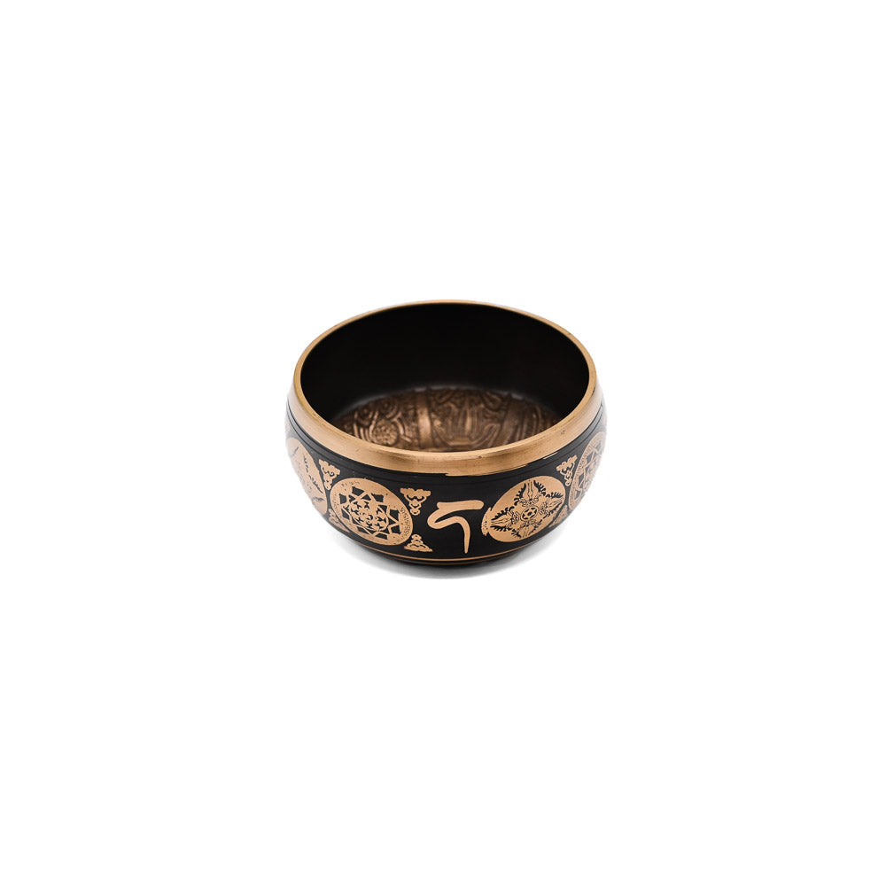 Klangschale mit Gravur Ø 10 cm – schwarz gold