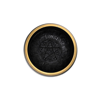 Klangschale mit Chakra-Gravur Ø 17 cm – schwarz