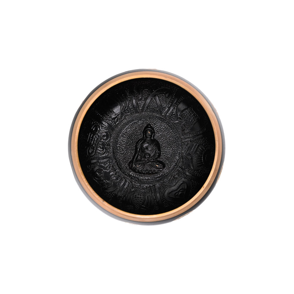Klangschale mit Chakra-Gravur Ø 17 cm – schwarz