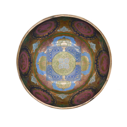 Campana tibetana incisione colorata – 21 cm