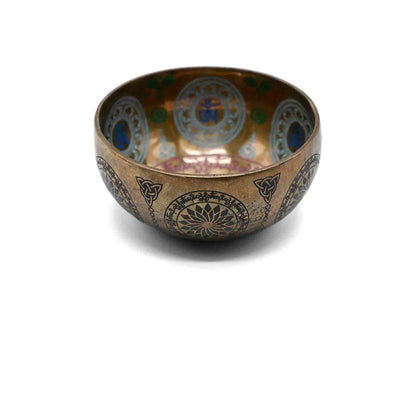 Campana tibetana con incisione colorata con Buddha – 13,5 cm