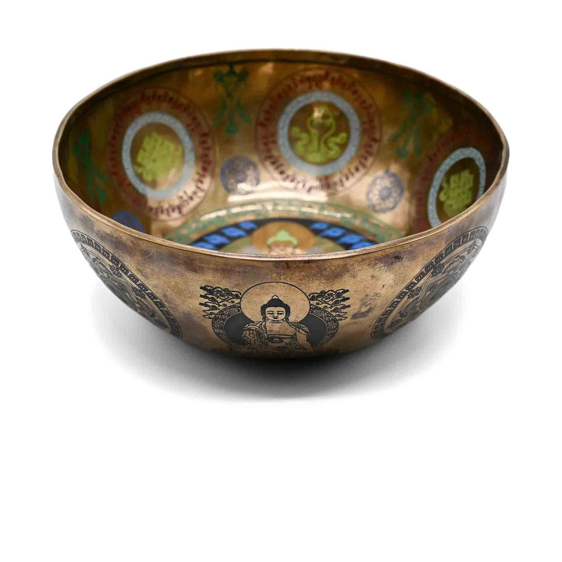 Bol chantant gravure colorée avec Bouddha – 28 cm