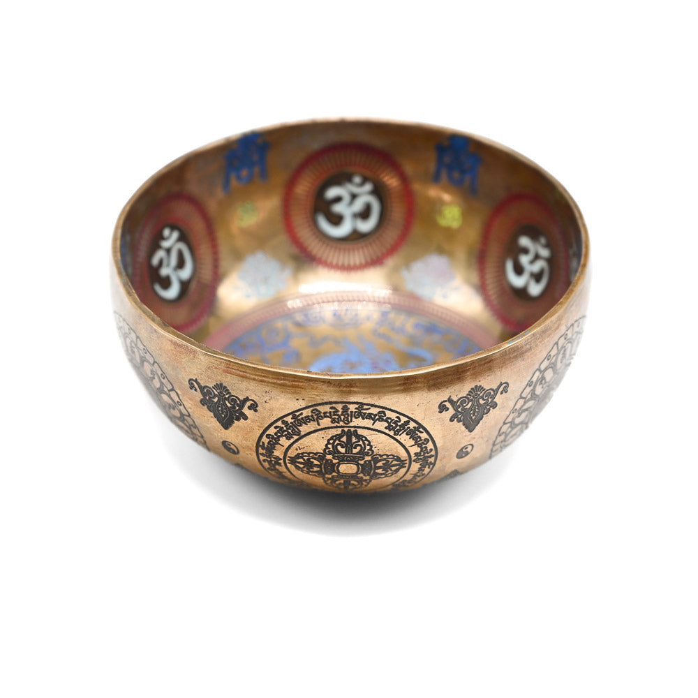 Campana tibetana incisa a colori – 17 cm