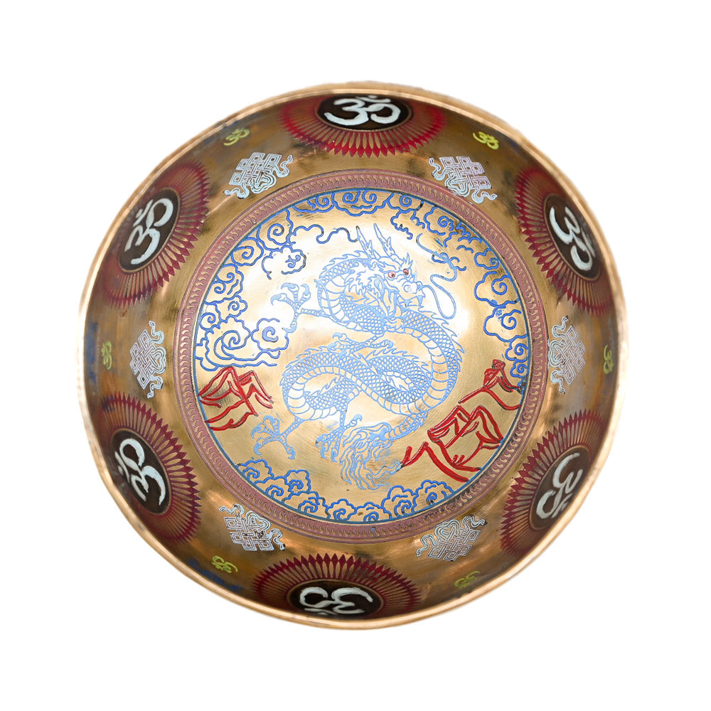 Campana tibetana incisa a colori – 17 cm