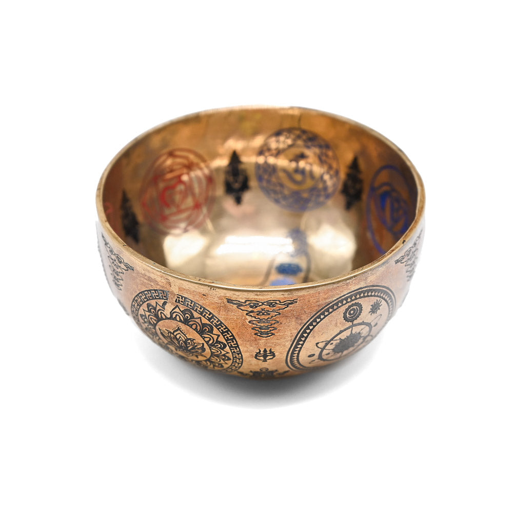 Campana tibetana incisa a colori – 15 cm