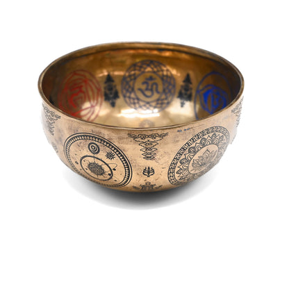 Campana tibetana incisa a colori – 22 cm