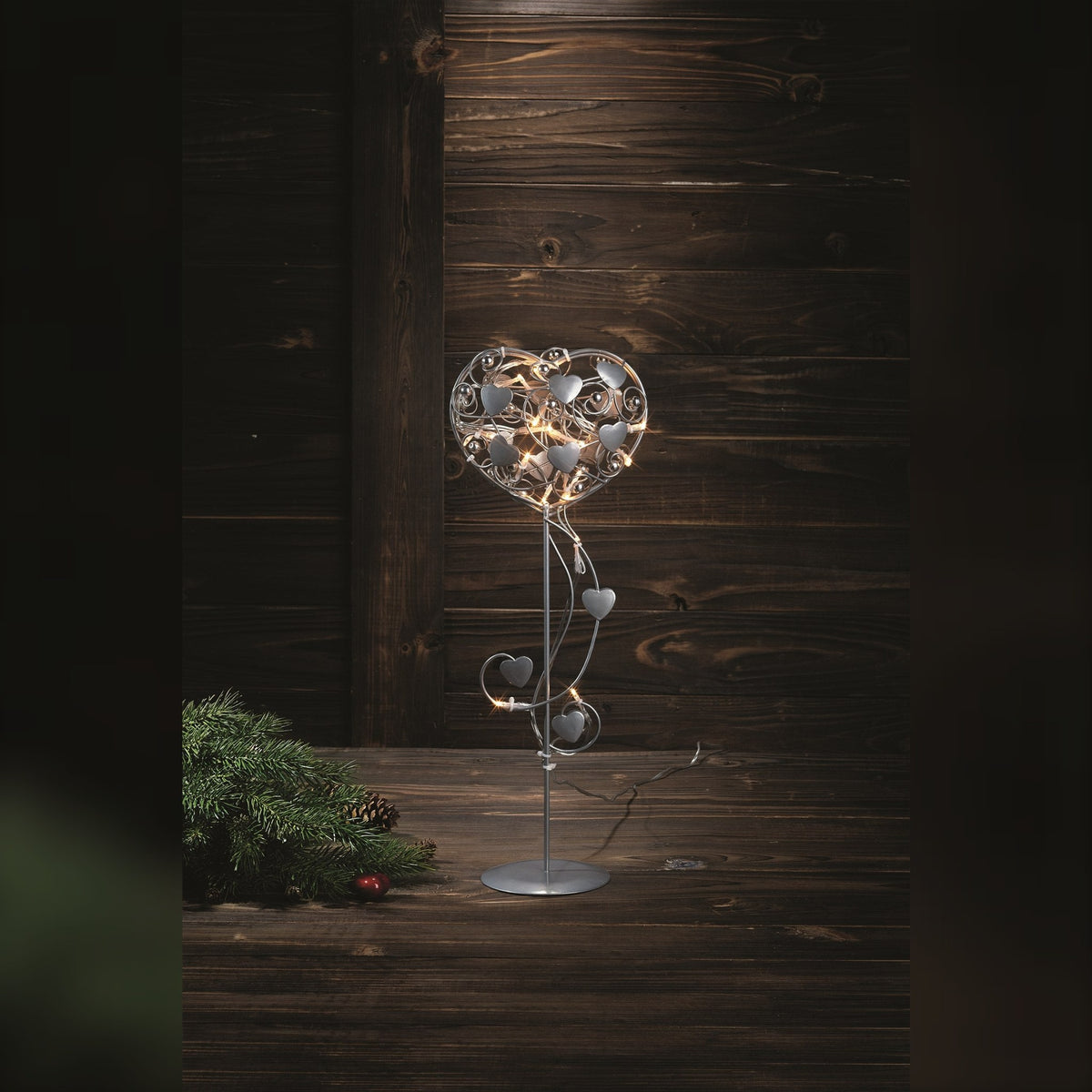 Hagaberg cuore LED argento luminoso