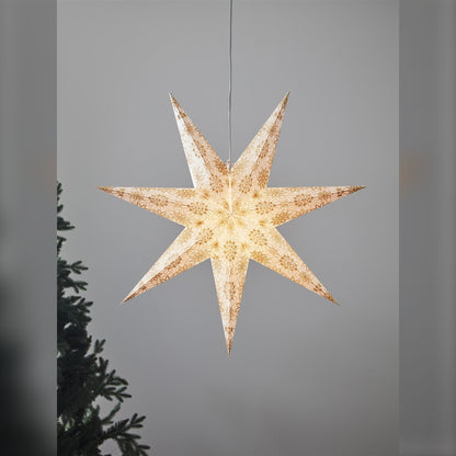 Étoile suspendue Isadora blanc or éclairée