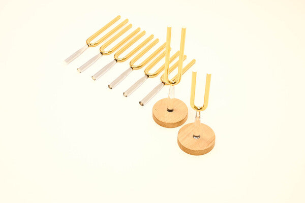 Kristall Stimmgabel Set Gold mit Koffer