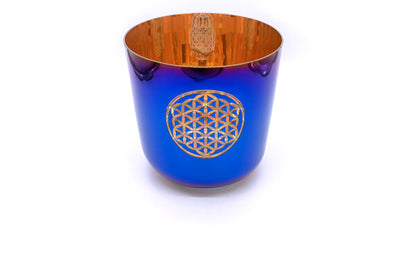Kristallklangschalen Blau - Blume des Lebens E