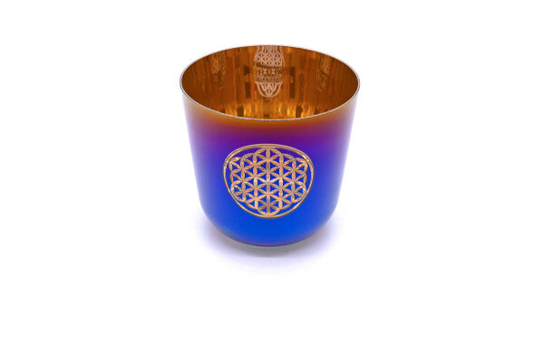 Kristallklangschalen Blau - Blume des Lebens C