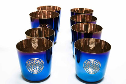 Kristallklangschalen 8er Set Blau