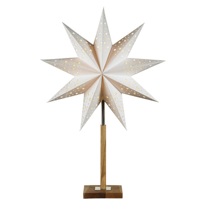 Mini Karo Star weisser Papierstern auf Holzfuss