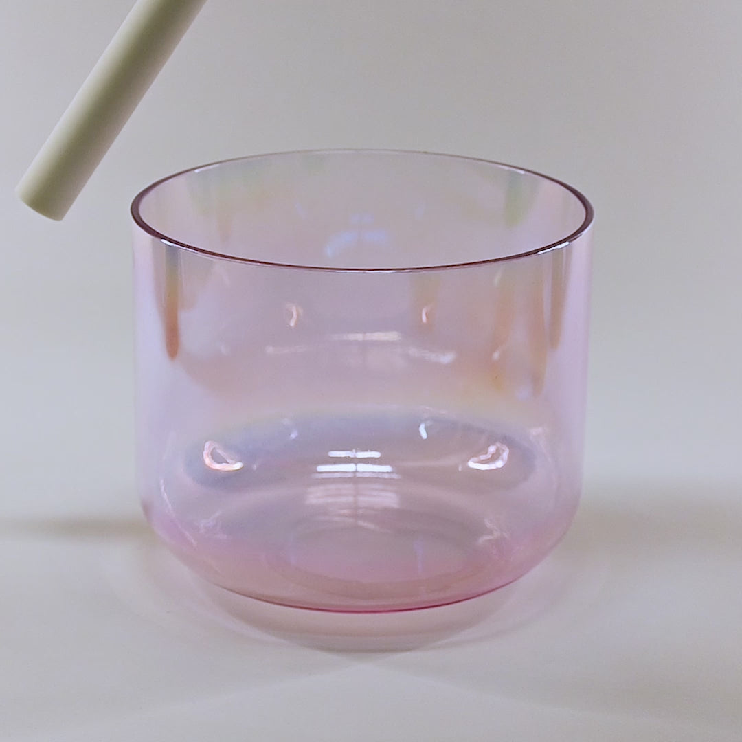 Bol chantant en cristal vert-rose clair