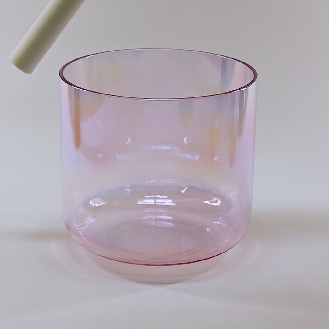 Bol chantant en cristal vert-rose clair