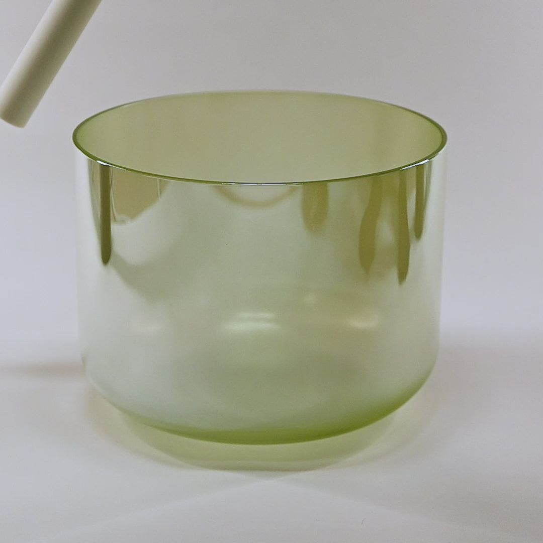 Bol chantant en cristal vert-rose clair
