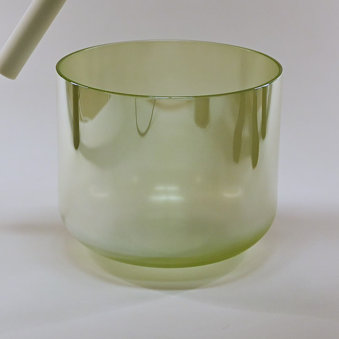 Bol chantant en cristal vert-rose clair