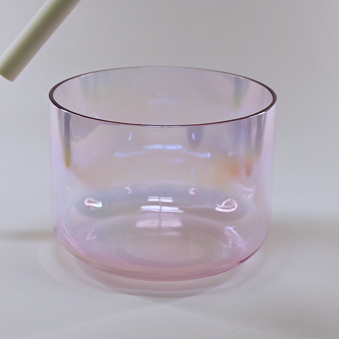 Bol chantant en cristal vert-rose clair