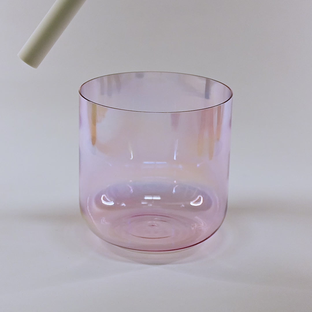 Bol chantant en cristal vert-rose clair