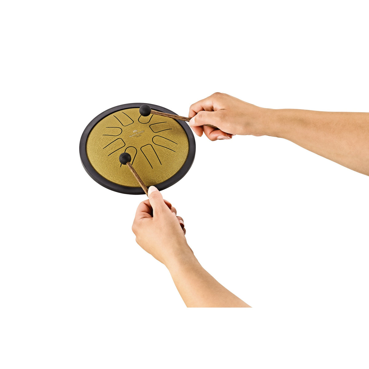 Small Steel Tongue Drum Gold Played with Mallets