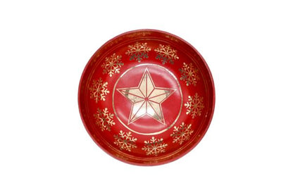 Weihnachts-Klangschale rot graviert